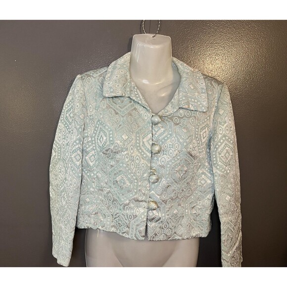 Vintage Lord & Taylor Jacket Womens Medium Brocade Crop Mod Retro 60s - Picture 1 of 6